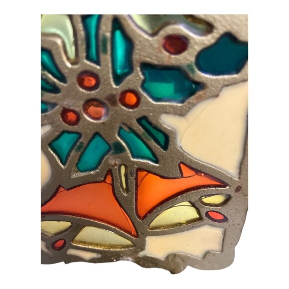 Vintage John Buck Cast Iron and Stained-Glass Candle Holder 1970's - Picture 7 of 10